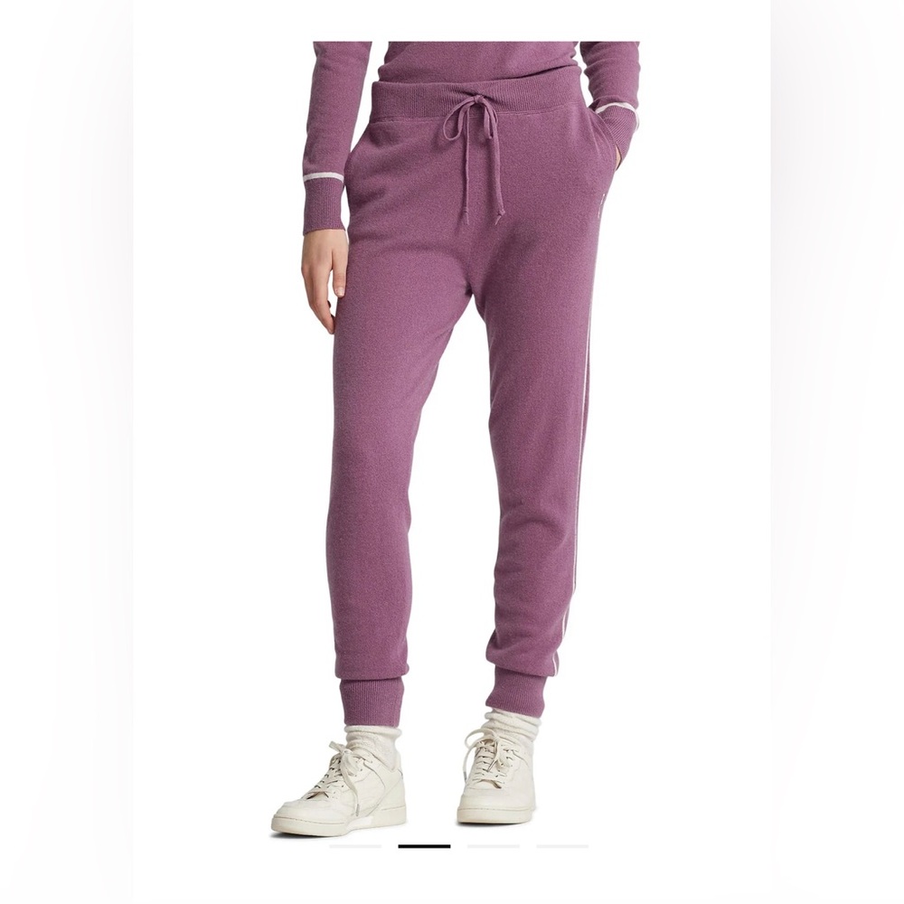 New Ralph Lauren Cashmere Joggers Pant Aurora/Cream XS